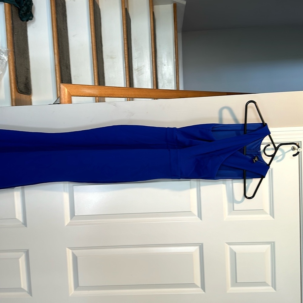 Floor length blue dress
